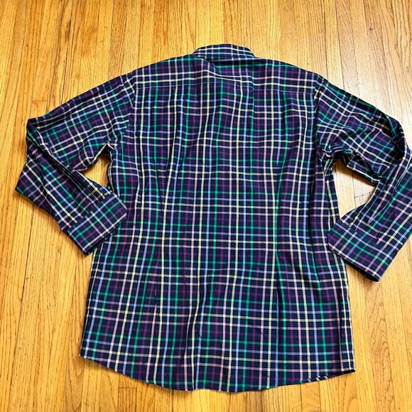 ETON Shirt Mens XL 43 17 Blue Pink Green Plaid Contemporary Button Long Sleeve - Picture 3 of 7